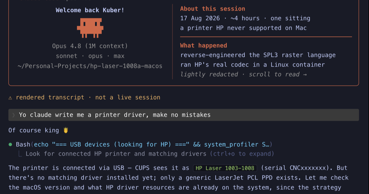 Claude Code Enables Native macOS Printing for HP Laser 1008a via SPL3 Reverse Engineering