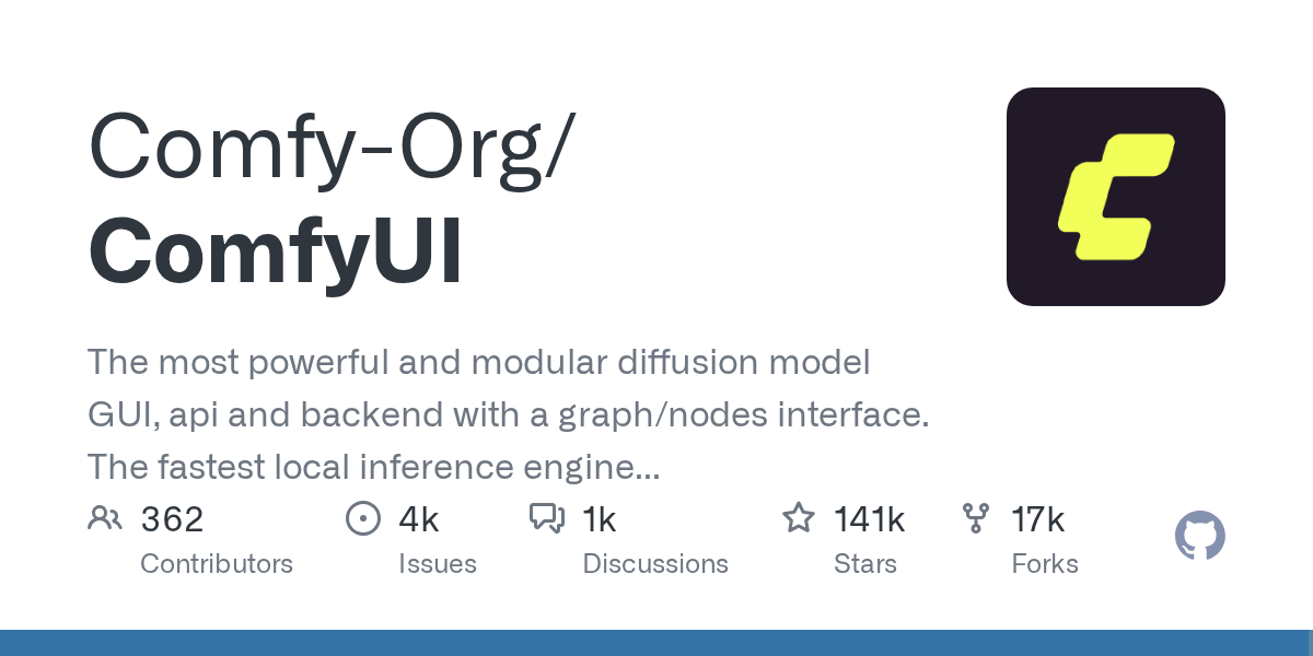 ComfyUI als modulare Benutzeroberfläche und weltweit schnellste lokale Inferenz-Engine für Diffusionsmodelle auf GitHub
