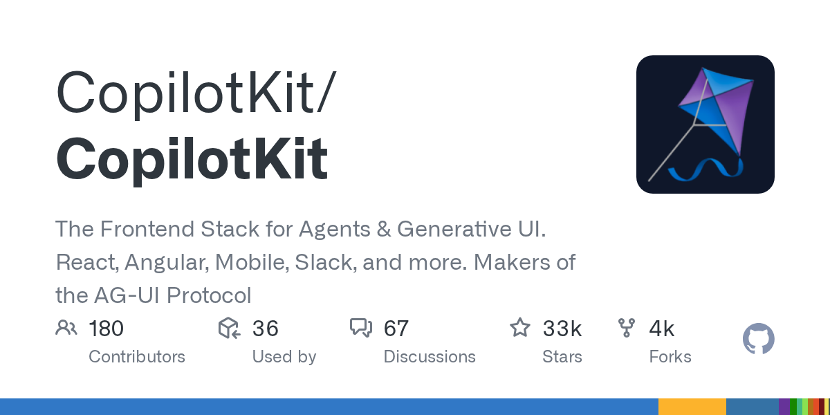CopilotKit: A Specialized Frontend Framework for AI Agents and Generative UI Supporting React and Angular
