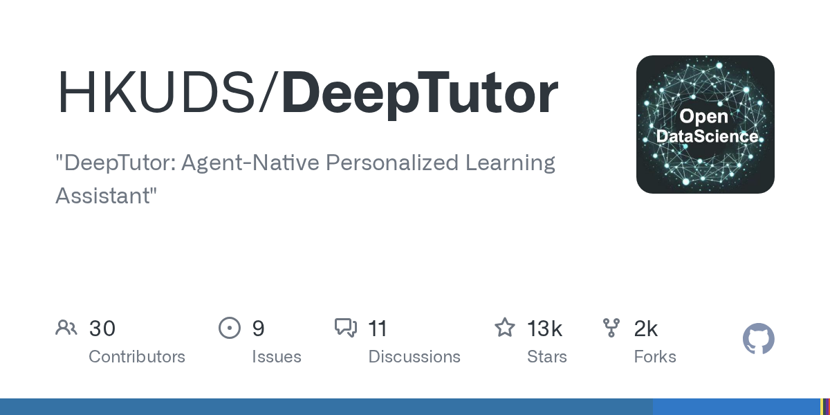 DeepTutor: An Agent-Native Personalized Learning Assistant Developed by HKUDS Research Team