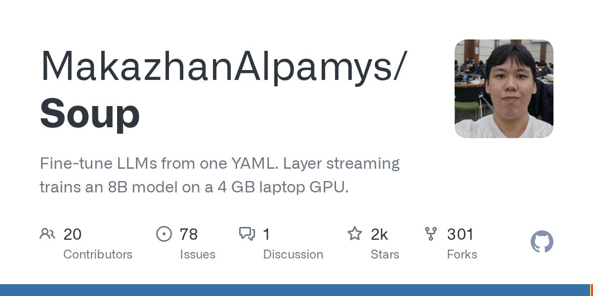 Soup: Revolutionäres Fine-Tuning von 8B-Sprachmodellen auf 4-GB-Laptop-Grafikkarten durch Layer-Streaming-Technologie