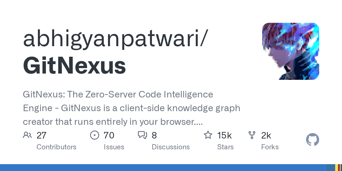 GitNexus: Zero-Server Code Smart Engine Transforms GitHub Repos and ZIP Files into Interactive Knowledge Graphs with Built-in Graph RAG Agent for Enhanced Code Exploration