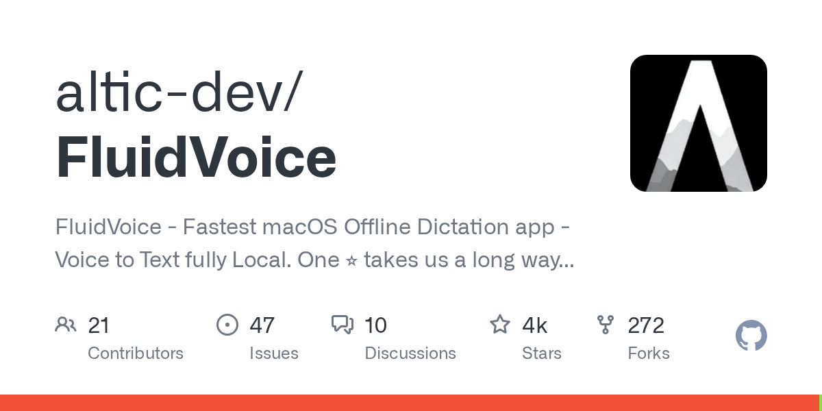 FluidVoice：macOS 平台极速离线语音转文字工具正式发布