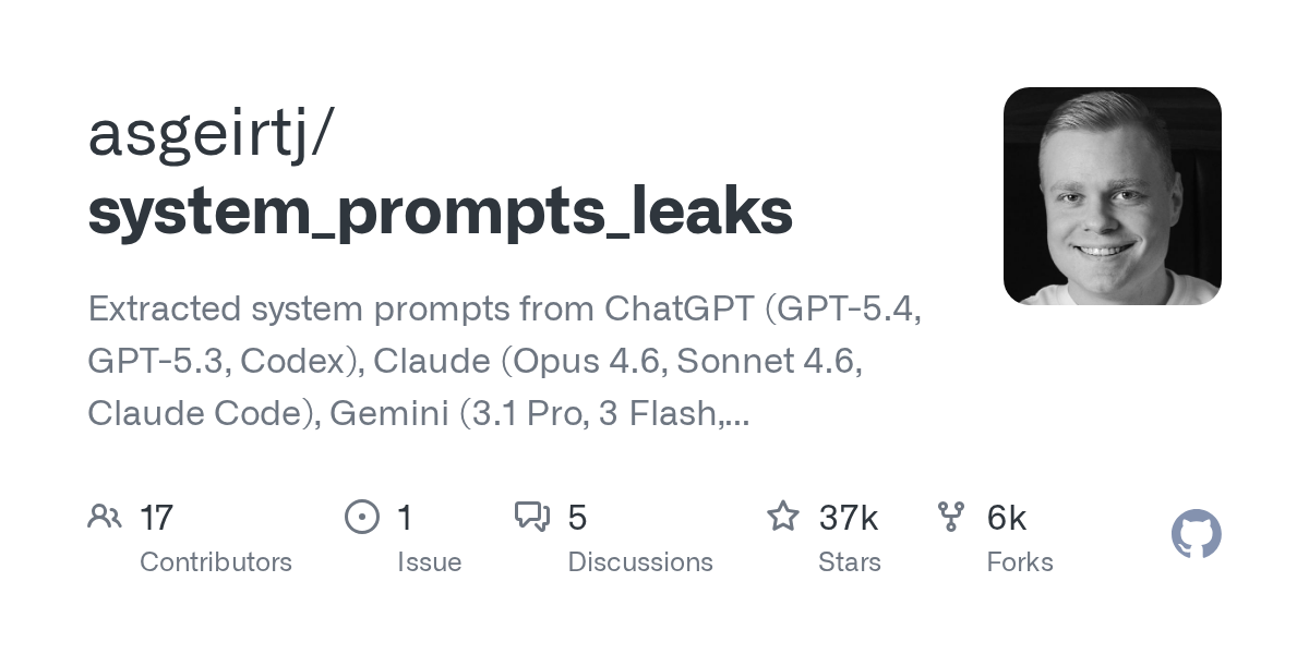 System Prompt Leaks: Comprehensive Repository Reveals Internal Instructions for GPT-5.4, Claude 4.6, and Gemini 3.1