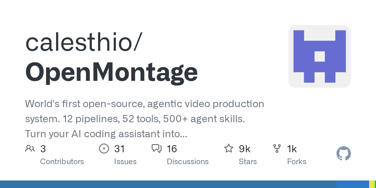 OpenMontage: The World's First Open-Source Agentic Video Production System Debuts on GitHub