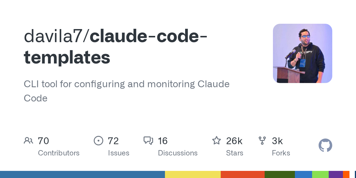 GitHub 热门项目：davila7 发布 Claude Code CLI 配置与监控模板工具