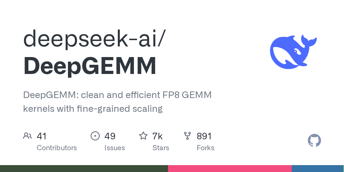 DeepSeek 发布 DeepGEMM：支持细粒度缩放的高效 FP8 矩阵乘法内核库