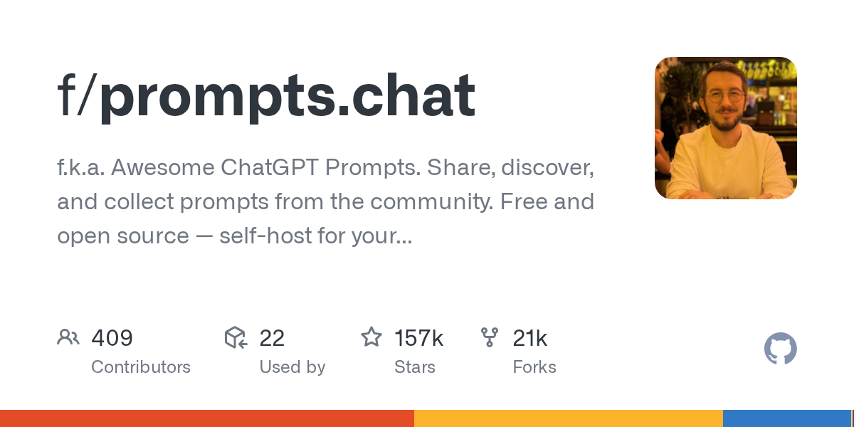 prompts.chat：开源社区驱动的ChatGPT提示词精选库与自托管方案