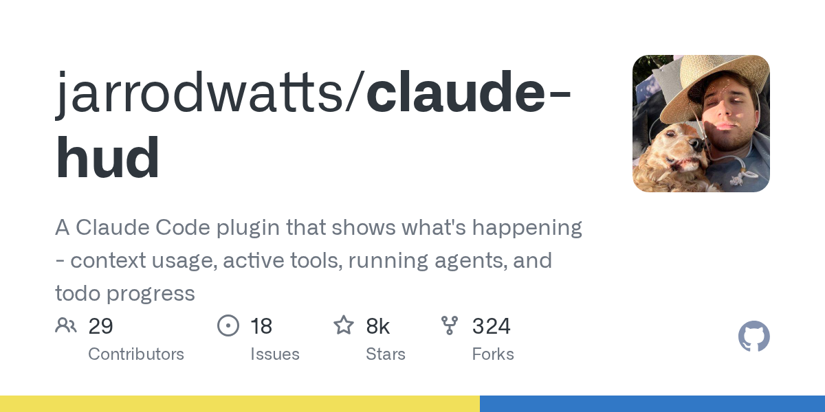 Claude HUD 插件发布：实时监控 Claude Code 上下文、工具调用与代理进度