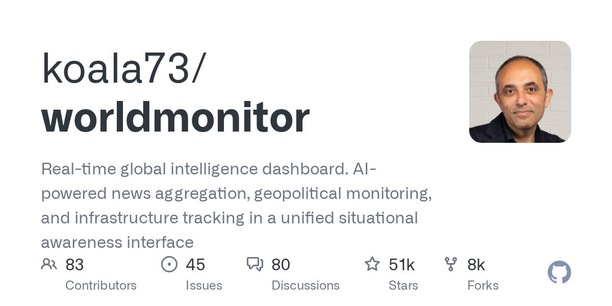 WorldMonitor: A New AI-Powered Real-Time Global Intelligence Dashboard for Geopolitical and Infrastructure Tracking