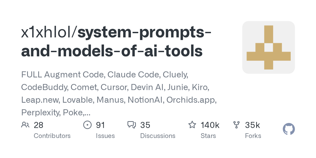 New GitHub Repository Unveils System Prompts and Model Configurations for Leading AI Tools