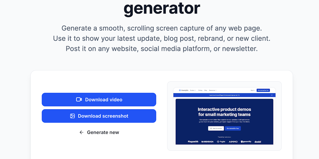 Free scrolling website video generator