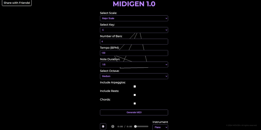 MIDIGEN: Melody Generator