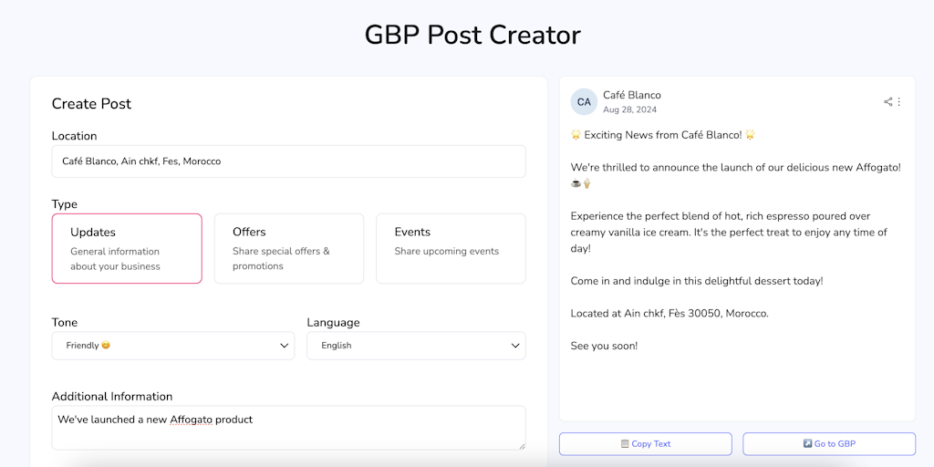 GBP Post Creator by LocalPanda