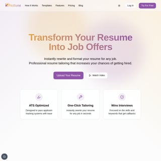 Reztune - Human Resources & Resume AI Tool Screenshot