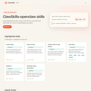ClawSkills - Code & IT AI Tool Screenshot