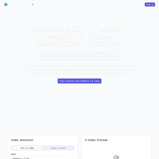 Seedance 2 - Video AI Tool Screenshot