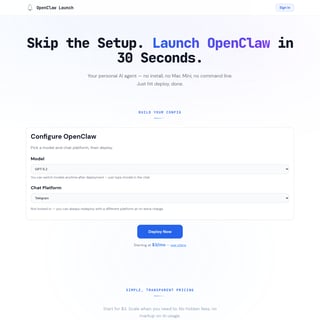 OpenClaw Launch - Chat Bot AI Tool Screenshot