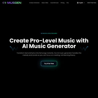 MUSGEN - Music & Audio Generation AI Tool Screenshot