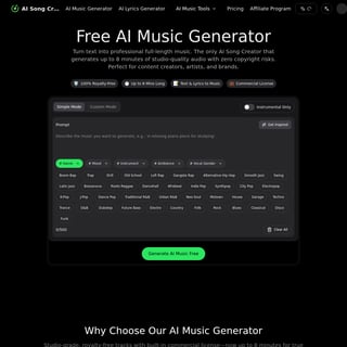 AI Song Creator - 음악 및 오디오 생성 AI Tool Screenshot