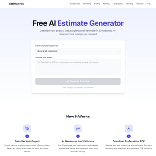 EstimatePro - Productivity AI Tool Screenshot