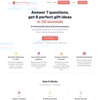 Discover Gift Ideas - Gift Ideas AI Tool Screenshot