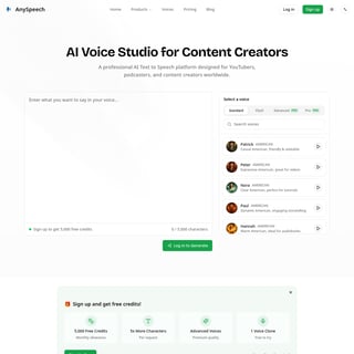AnySpeech - Text To Speech AI Tool Screenshot