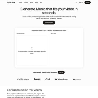 Sonilo — AI Music for Your Videos - Генерация Музыки и Аудио AI Tool Screenshot