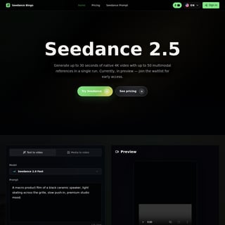 Seedance 2.5 - Wideo AI Tool Screenshot