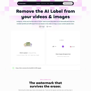 RemoveAILabel - Foto- und Bildbearbeitung AI Tool Screenshot