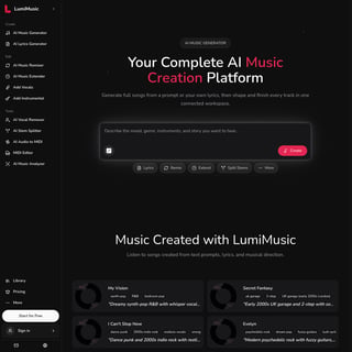 LumiMusic - Music & Audio Generation AI Tool Screenshot