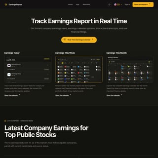 Earnings Report - Finance AI Tool Screenshot