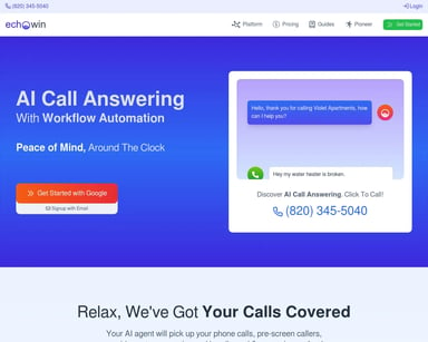 echowin | Conversational AI Phone Call Automation Platform | 24/7 Call Answering For Small Businesses