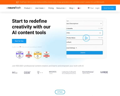Neuroflash - Najlepszy w Europie generator treści AI