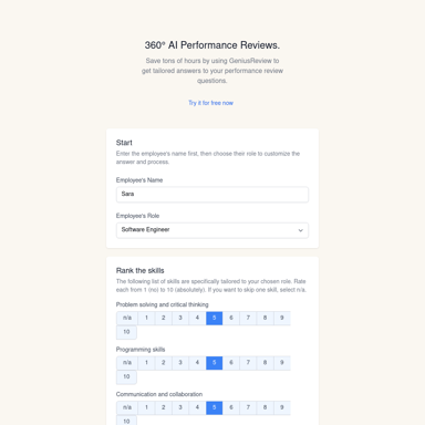 GeniusReview - 360° AI Performance Reviews
