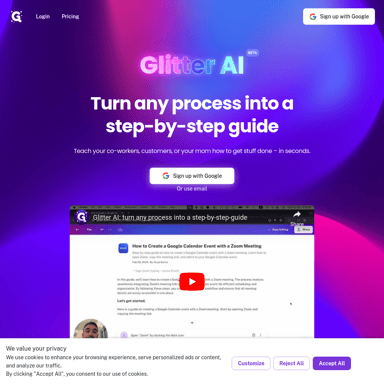 Glitter AI: Revolutionize Process Documentation with Instant Step-by-Step Guides