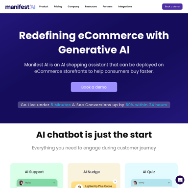 Manifest AI：您的Shopify店铺GPT驱动AI购物助手