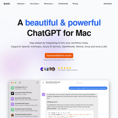 BoltAI - A powerful ChatGPT app for Mac