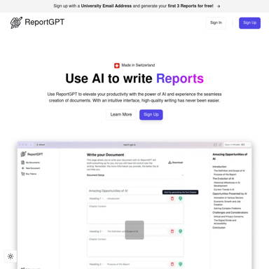 ReportGPT - Ihr KI-Schreibpartner