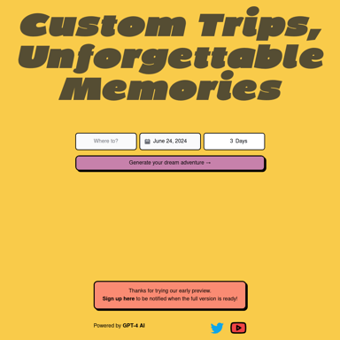 AI Travel Plan Generator: Custom Trips, Unforgettable Memories