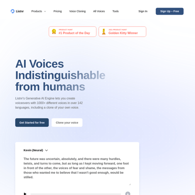 Générateur de Voix AI : TTS Humain et Voiceovers | Listnr AI