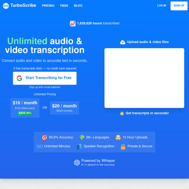 TurboScribe: Transcribe Audio and Video to Text