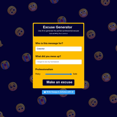 AI-Powered Excuse Generator for Professionals