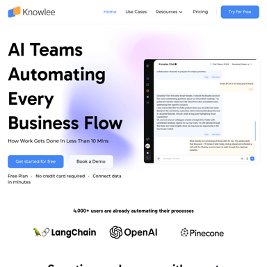 Knowlee AI - Automatisez tous vos flux de travail avec l'IA