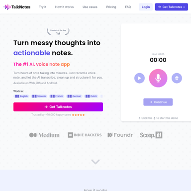 TalkNotes - The #1 AI voice note app