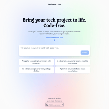 Techmart AI - Code-Free Tools for Faster Product Development