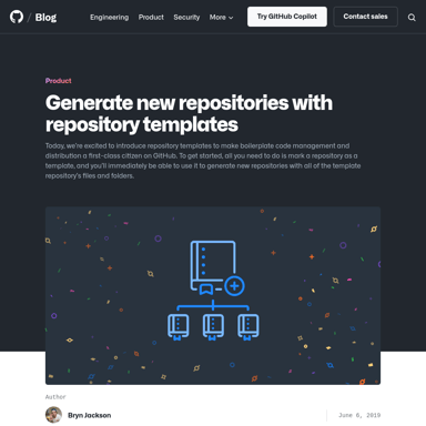 Generate new repositories with repository templates