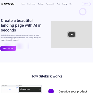 Generator stron lądowania i budowniczy stron | Sitekick AI