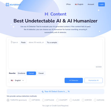 AI Checker, Reescritor de IA Indetectable y Detector Anti IA