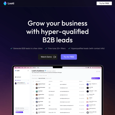 Looti: Leads B2B hiper-cualificados para tu negocio